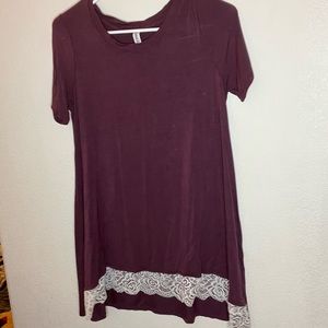 Maroon top with lace size small